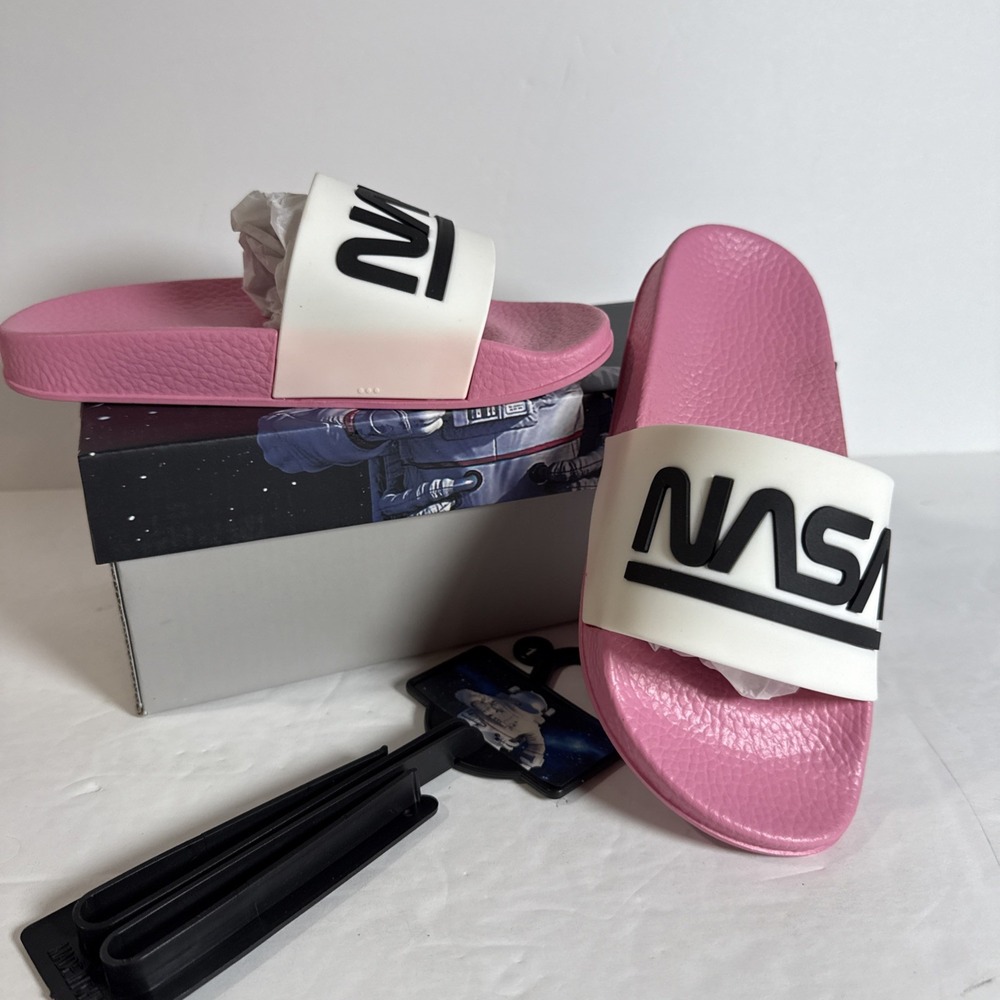 NASA Lightweight Slip-On Crater-G Sandal Slide Kids US Size 1‎ Pink/White NEW